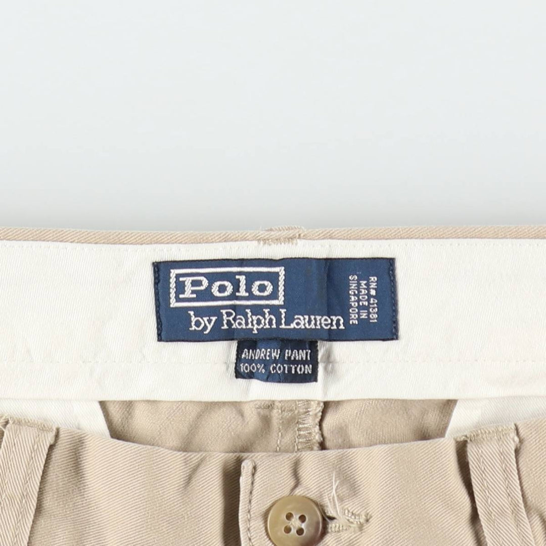 Ralph Lauren POLO by Ralph Lauren ANDREW PANT Two-pleat chino pants for men, W30 equivalent cotton Beige type Vintage Second Hand