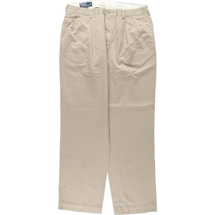 Ralph Lauren POLO by Ralph Lauren ANDREW PANT, two-pleat chino pants, men's, W35 equivalent cotton beige type brown Vintage Second Hand