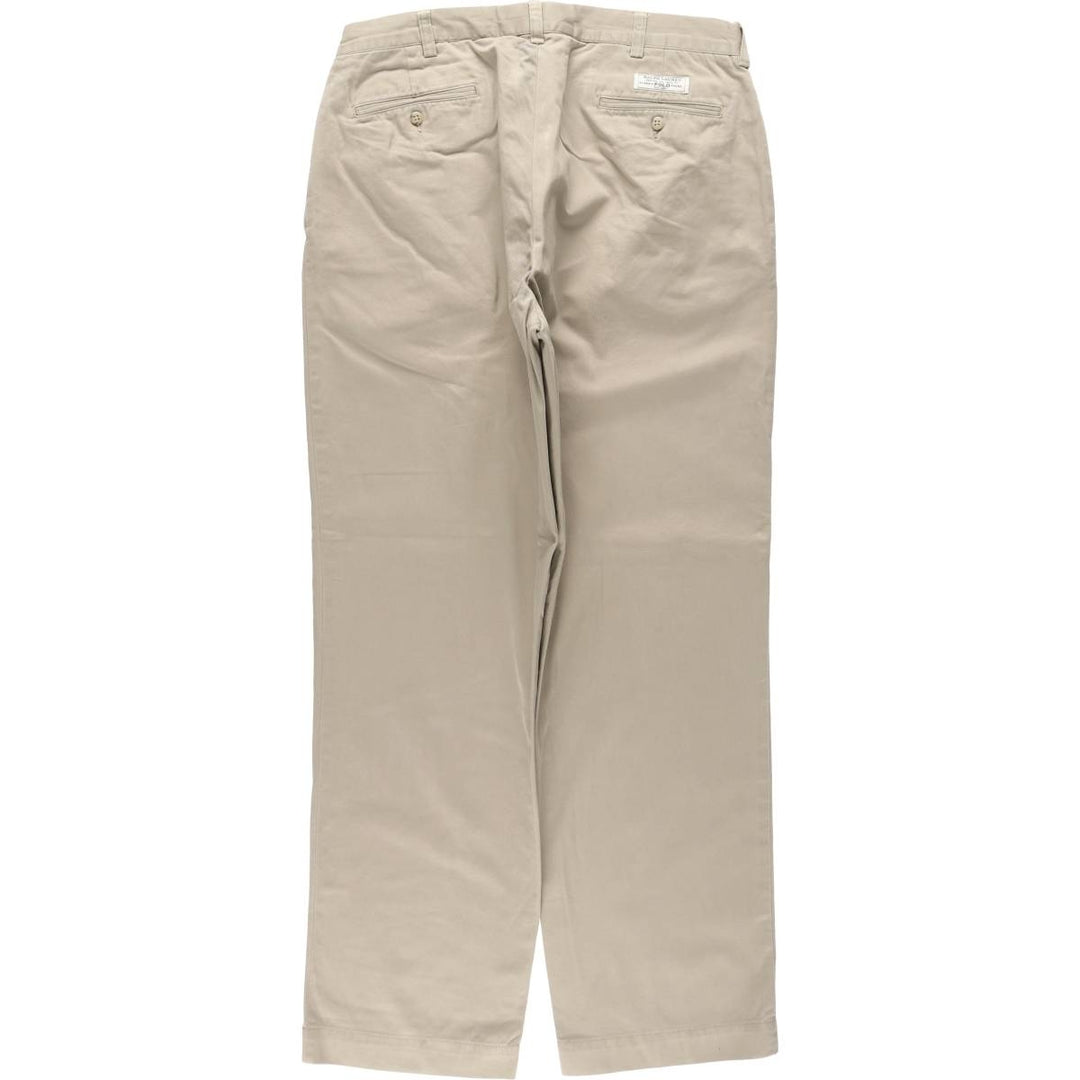 Ralph Lauren POLO by Ralph Lauren ANDREW PANT, two-pleat chino pants, men's, W35 equivalent cotton beige type brown Vintage Second Hand