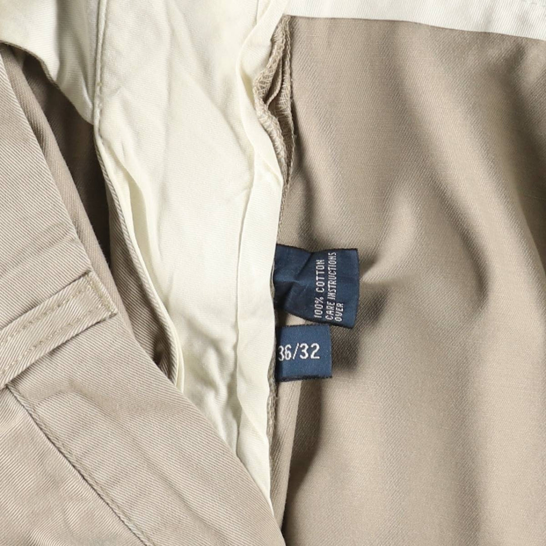 Ralph Lauren POLO by Ralph Lauren ANDREW PANT, two-pleat chino pants, men's, W35 equivalent cotton beige type brown Vintage Second Hand