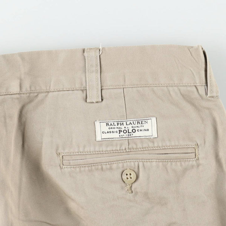 Ralph Lauren POLO by Ralph Lauren ANDREW PANT, two-pleat chino pants, men's, W35 equivalent cotton beige type brown Vintage Second Hand