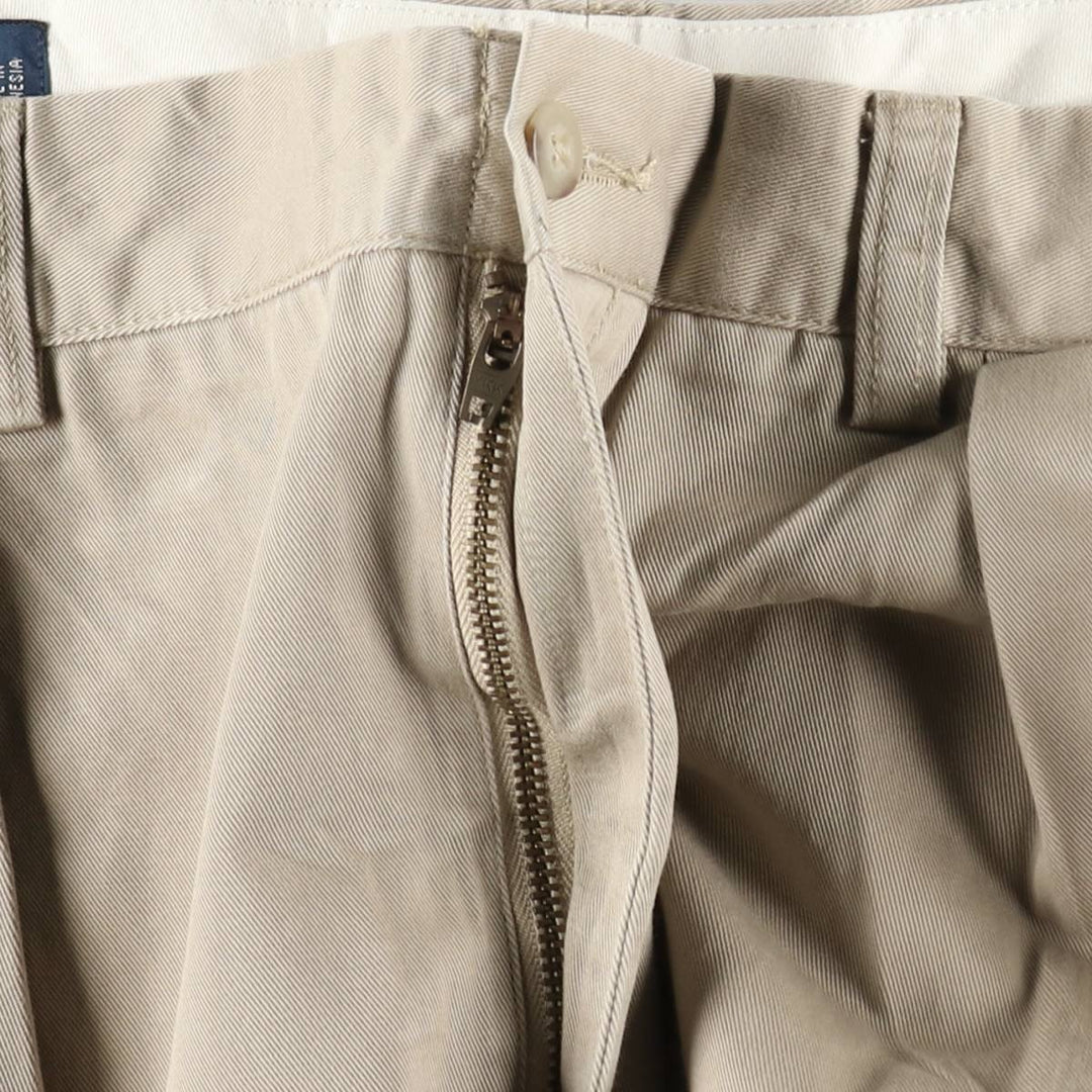 Ralph Lauren POLO by Ralph Lauren ANDREW PANT, two-pleat chino pants, men's, W35 equivalent cotton beige type brown Vintage Second Hand