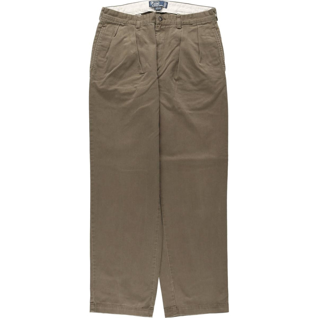 Ralph Lauren POLO by Ralph Lauren ANDREW PANT Two-pleat chino pants for men, equivalent to W34 cotton brown type Vintage Second Hand