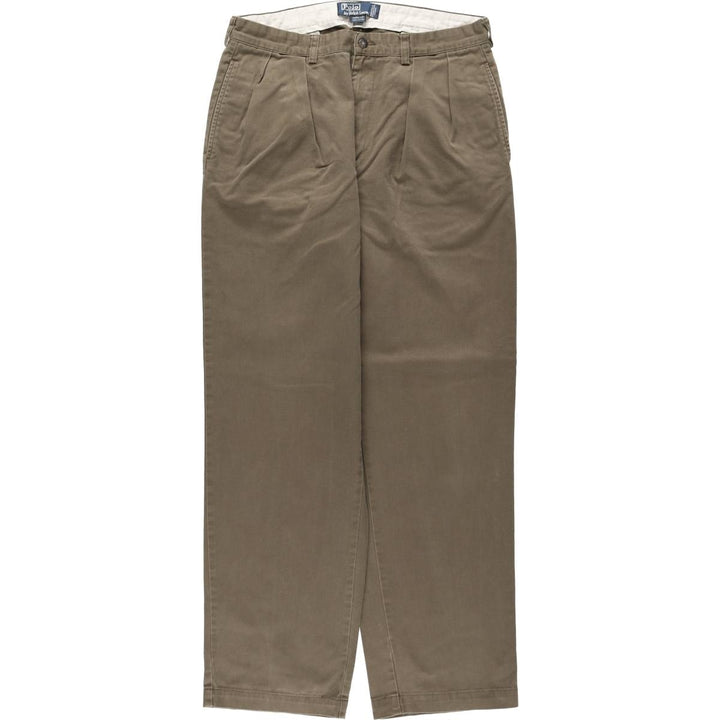 Ralph Lauren POLO by Ralph Lauren ANDREW PANT Two-pleat chino pants for men, equivalent to W34 cotton brown type Vintage Second Hand