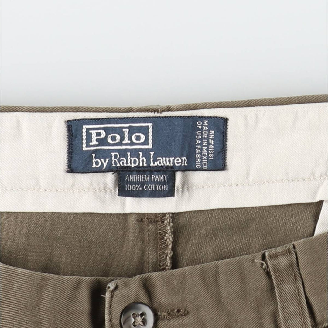 Ralph Lauren POLO by Ralph Lauren ANDREW PANT Two-pleat chino pants for men, equivalent to W34 cotton brown type Vintage Second Hand