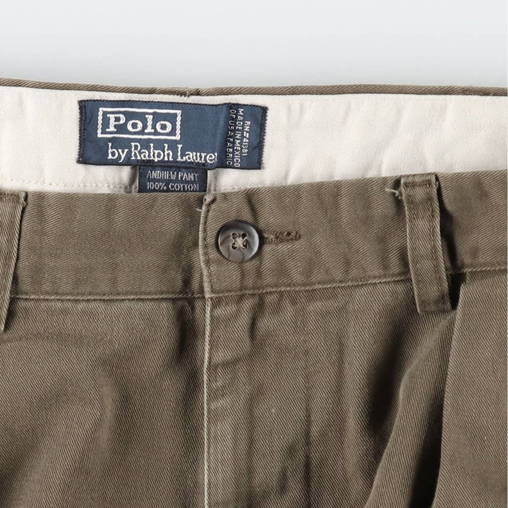Ralph Lauren POLO by Ralph Lauren ANDREW PANT Two-pleat chino pants for men, equivalent to W34 cotton brown type Vintage Second Hand