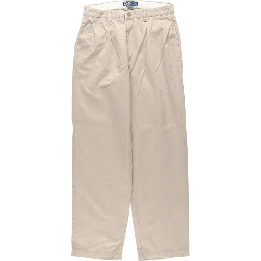 Ralph Lauren POLO by Ralph Lauren ANDREW PANT Two-pleat chino pants for men, W30 equivalent cotton Beige type Vintage Second Hand
