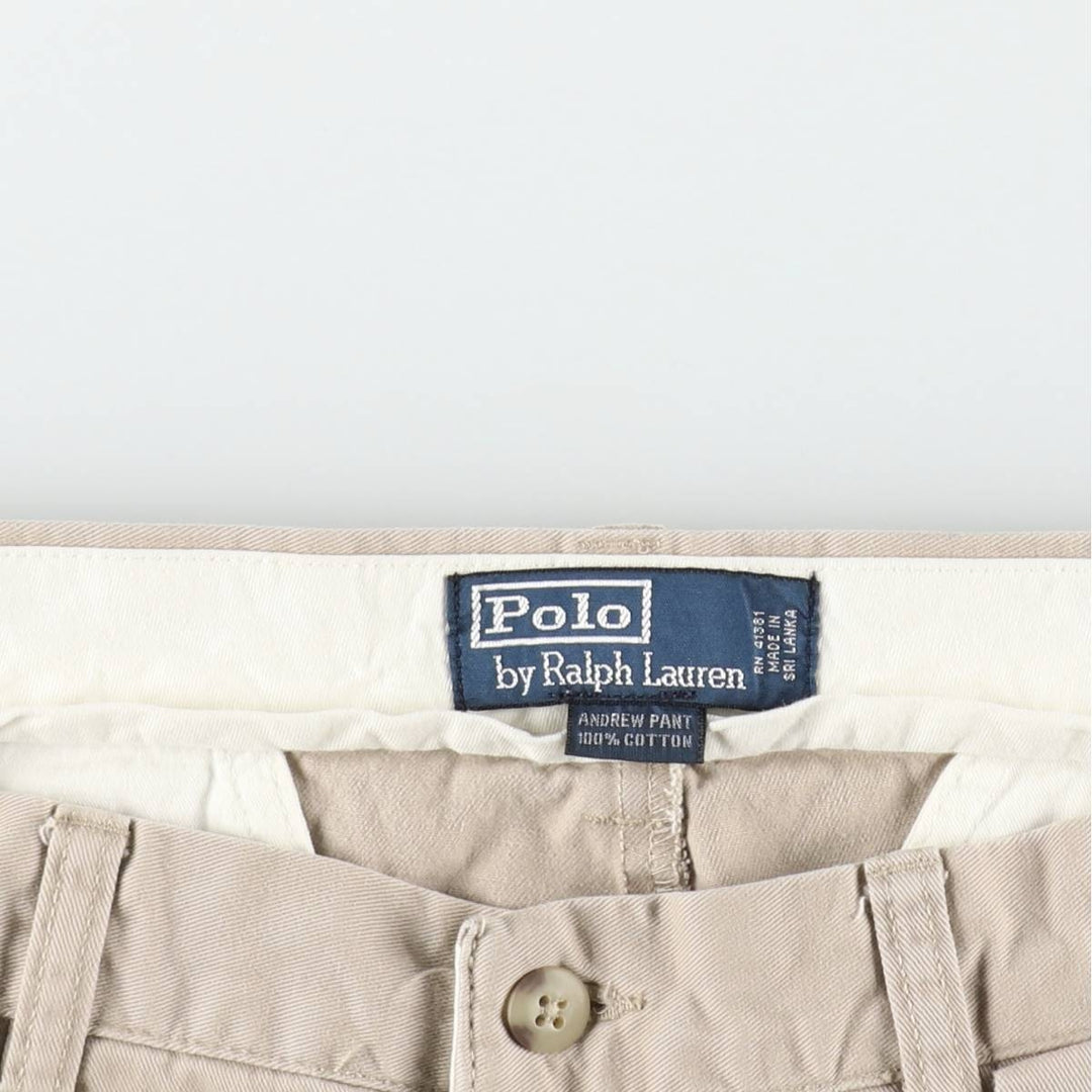 Ralph Lauren POLO by Ralph Lauren ANDREW PANT Two-pleat chino pants for men, W30 equivalent cotton Beige type Vintage Second Hand