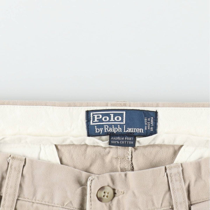 Ralph Lauren POLO by Ralph Lauren ANDREW PANT Two-pleat chino pants for men, W30 equivalent cotton Beige type Vintage Second Hand