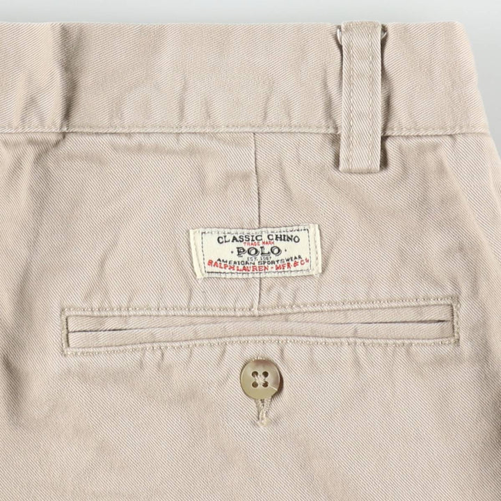 Ralph Lauren POLO by Ralph Lauren ANDREW PANT Two-pleat chino pants for men, W30 equivalent cotton Beige type Vintage Second Hand