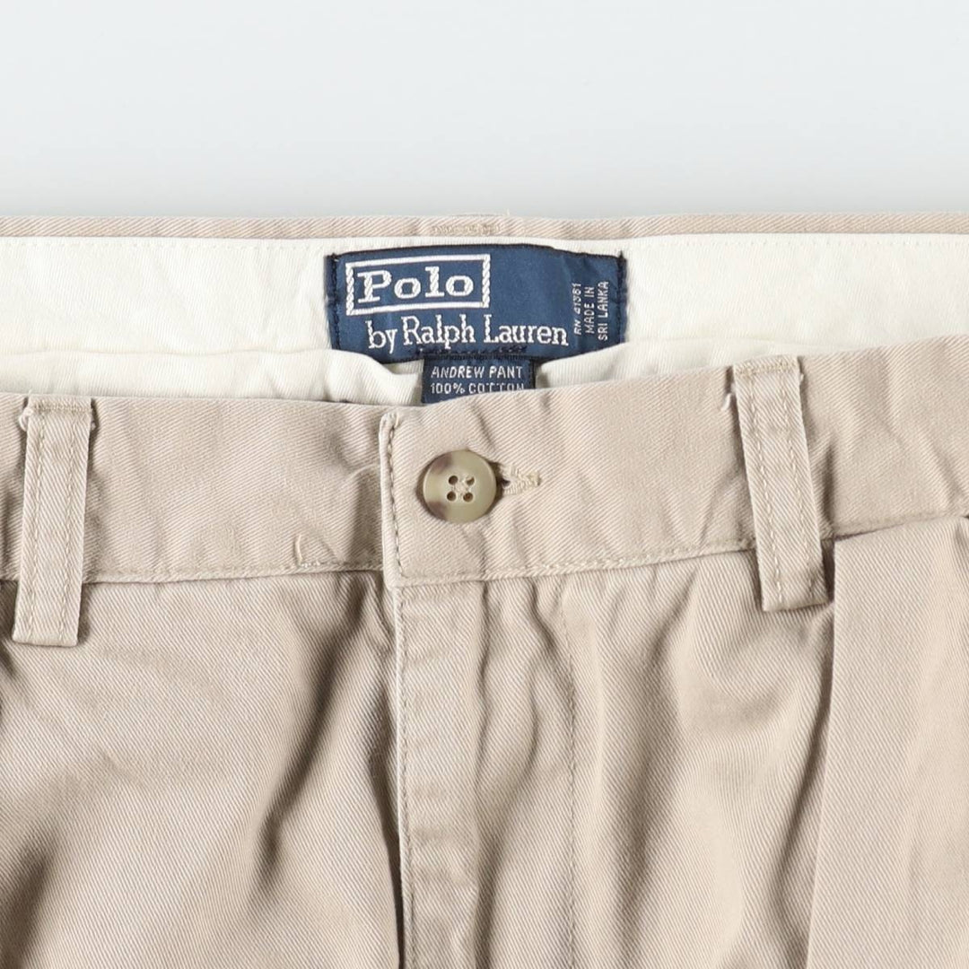 Ralph Lauren POLO by Ralph Lauren ANDREW PANT Two-pleat chino pants for men, W30 equivalent cotton Beige type Vintage Second Hand