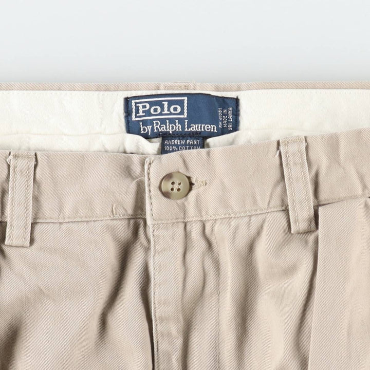Ralph Lauren POLO by Ralph Lauren ANDREW PANT Two-pleat chino pants for men, W30 equivalent cotton Beige type Vintage Second Hand