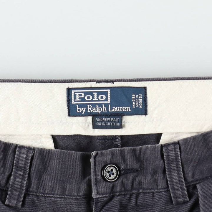 Ralph Lauren POLO by Ralph Lauren ANDREW PANT Two-pleat Chino Pants Men's Size W29 cotton navy blue type Vintage Second Hand