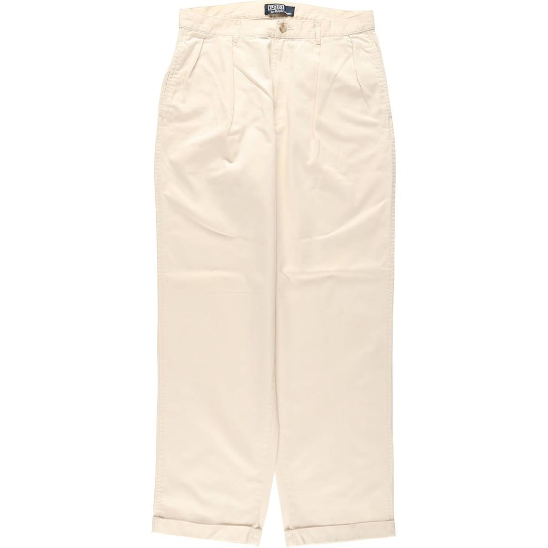 Ralph Lauren POLO by Ralph Lauren Two-pleat Chino Pants for Men, W31 equivalent cotton Beige type Vintage Second Hand
