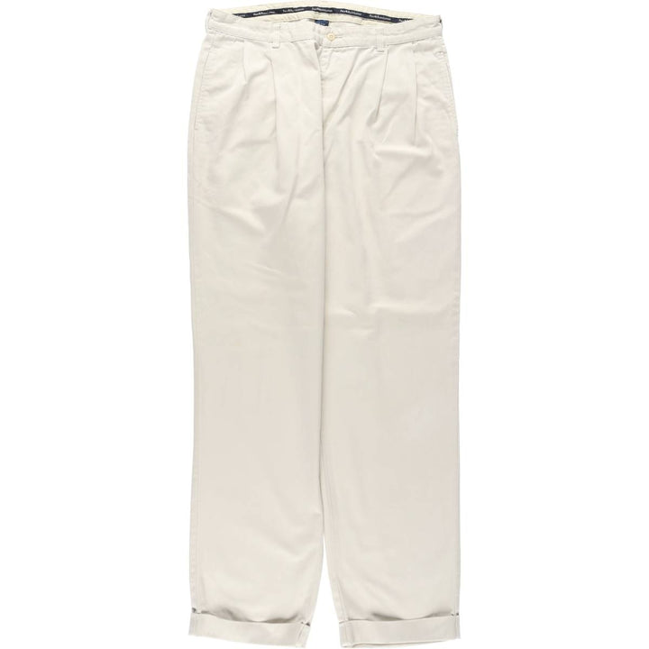 Ralph Lauren POLO RALPH LAUREN HAMMOND PANT Two-pleat Chino Pants Men's W35 equivalent cotton ivory Vintage Second Hand