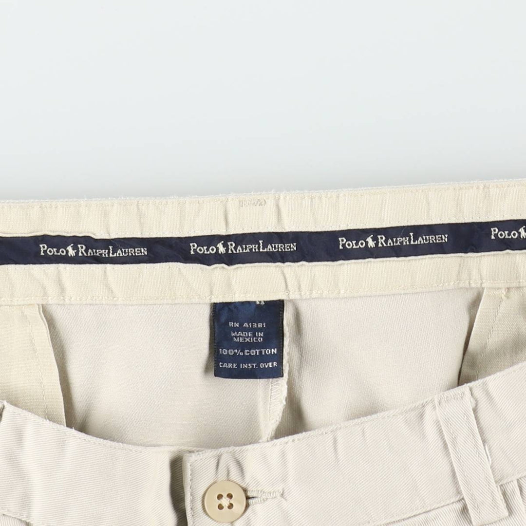Ralph Lauren POLO RALPH LAUREN HAMMOND PANT Two-pleat Chino Pants Men's W35 equivalent cotton ivory Vintage Second Hand