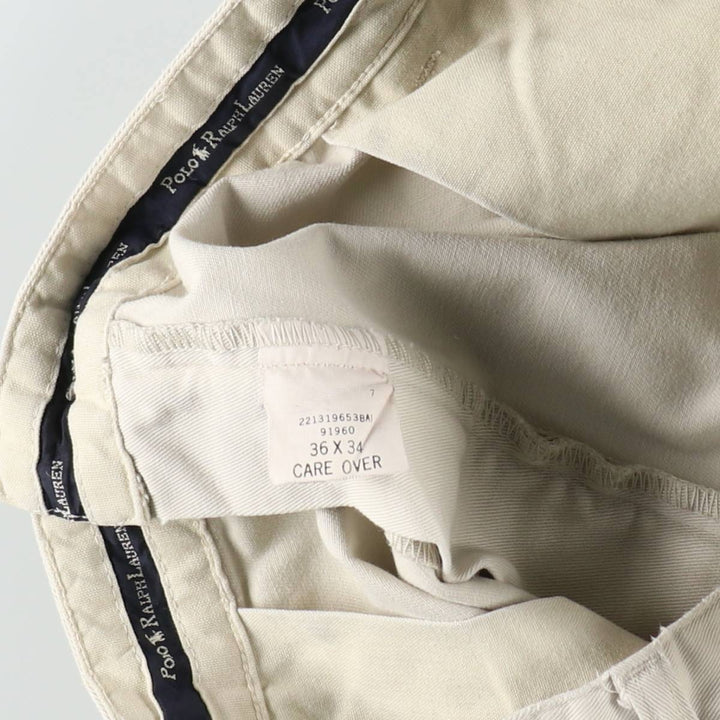 Ralph Lauren POLO RALPH LAUREN HAMMOND PANT Two-pleat Chino Pants Men's W35 equivalent cotton ivory Vintage Second Hand