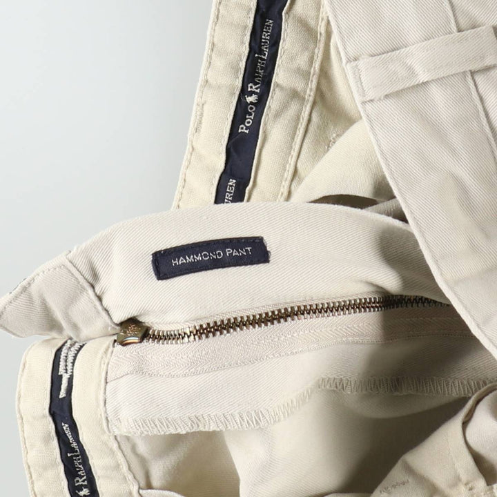 Ralph Lauren POLO RALPH LAUREN HAMMOND PANT Two-pleat Chino Pants Men's W35 equivalent cotton ivory Vintage Second Hand