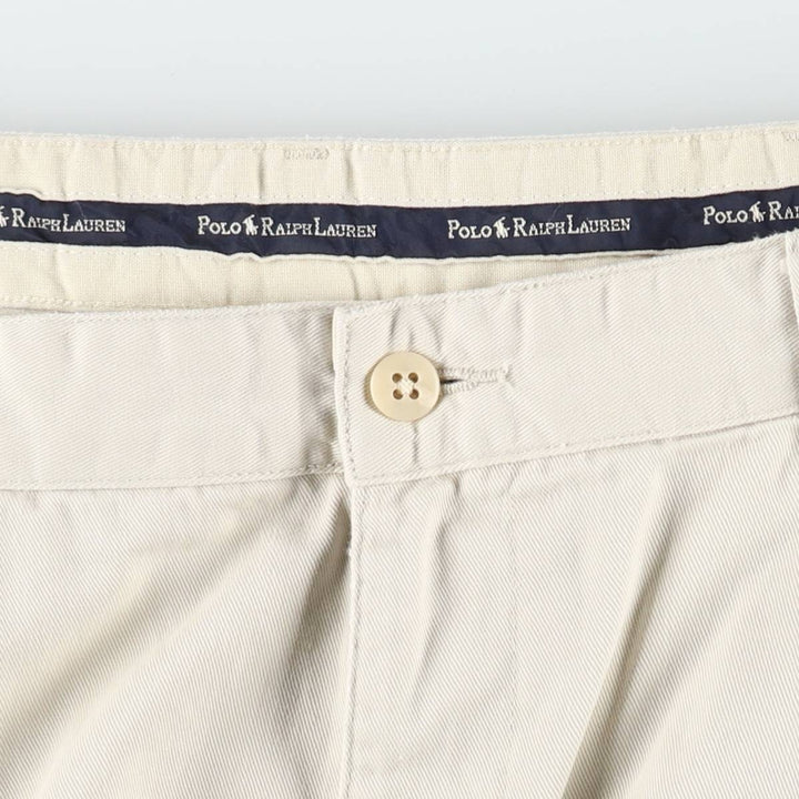 Ralph Lauren POLO RALPH LAUREN HAMMOND PANT Two-pleat Chino Pants Men's W35 equivalent cotton ivory Vintage Second Hand