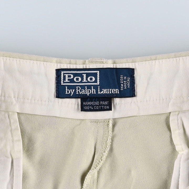 Ralph Lauren POLO RALPH LAUREN HAMMOND PANT, two-pleat chino pants, men's size W37 cotton Beige type Vintage Second Hand