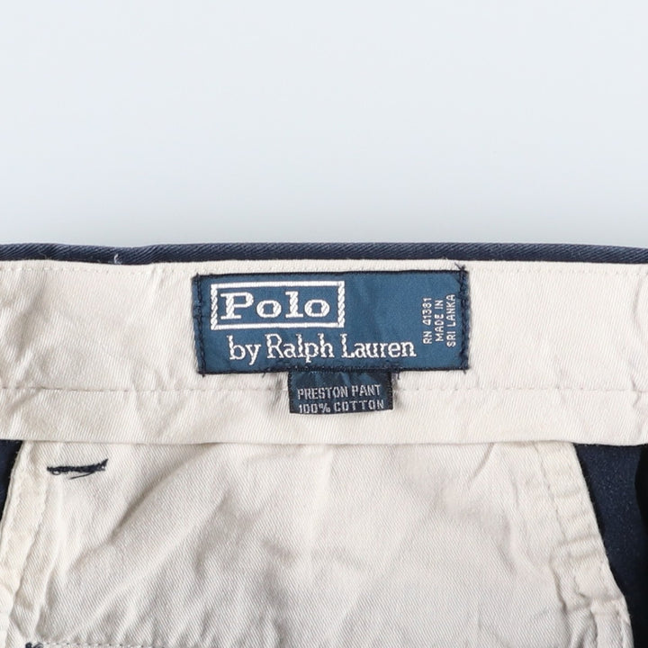 Ralph Lauren POLO by Ralph Lauren PRESTON PANT Chino pants for men, equivalent to W32 cotton navy blue type Vintage Second Hand