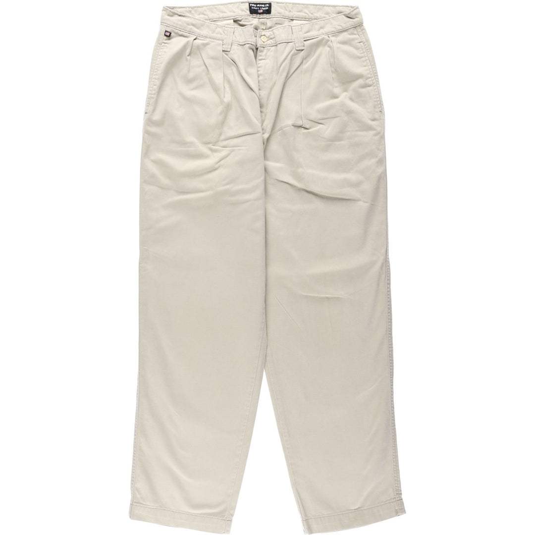 Ralph Lauren POLO JEANS COMPANY Two-Pleat Chino Pants, Men's Size W34 (approx.) cotton Beige type Vintage Second Hand
