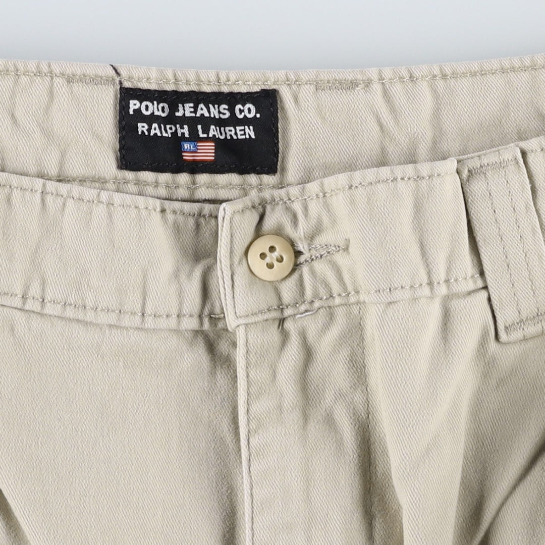 Ralph Lauren POLO JEANS COMPANY Two-Pleat Chino Pants, Men's Size W34 (approx.) cotton Beige type Vintage Second Hand
