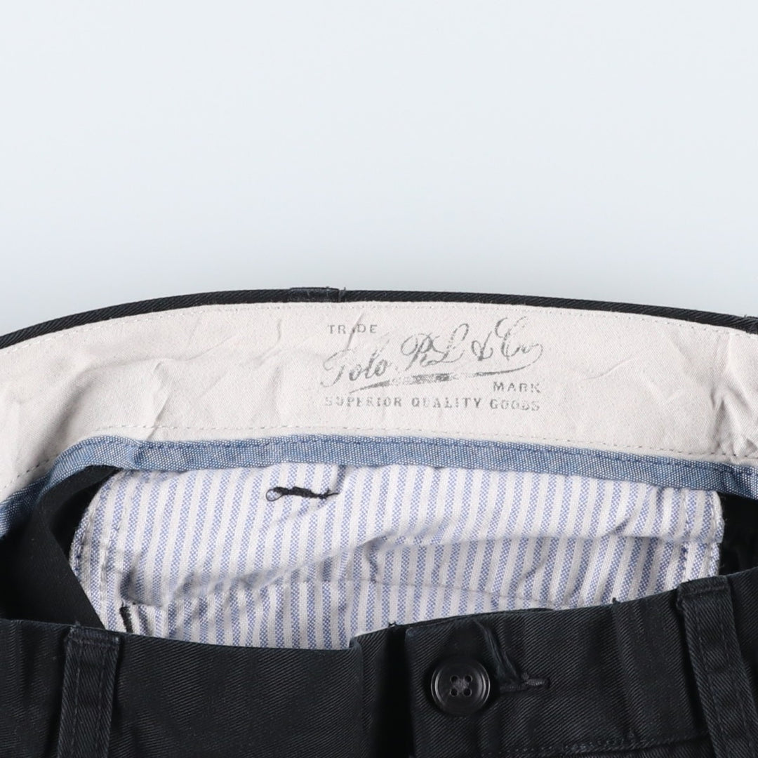 Ralph Lauren POLO by Ralph Lauren CLASSIC FIT Two-Pleat Chino Pants, Men's Size W35 (approx.) cotton black type Vintage Second Hand