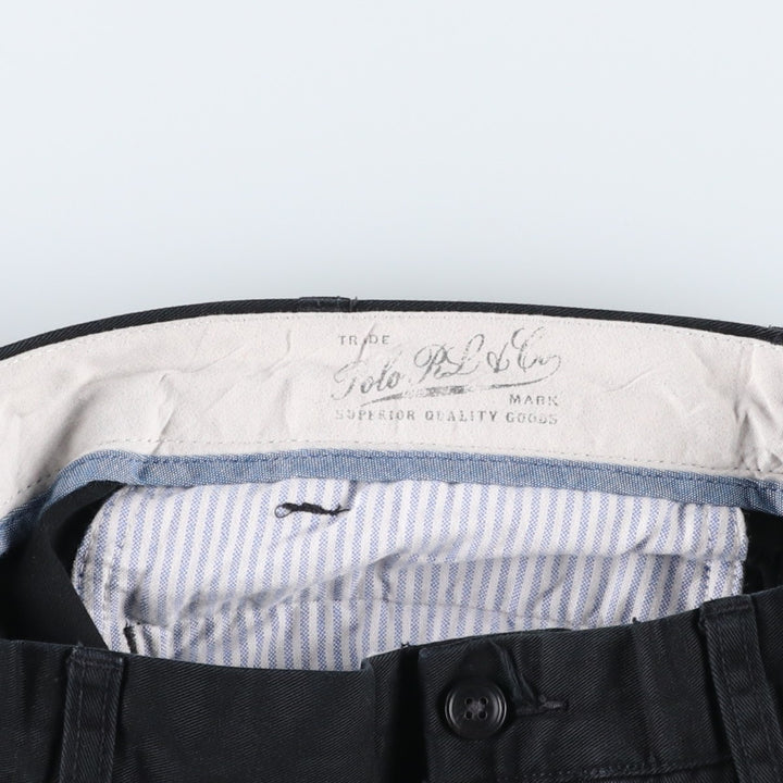 Ralph Lauren POLO by Ralph Lauren CLASSIC FIT Two-Pleat Chino Pants, Men's Size W35 (approx.) cotton black type Vintage Second Hand