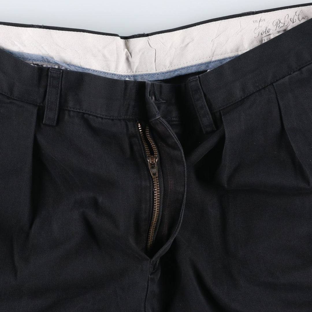 Ralph Lauren POLO by Ralph Lauren CLASSIC FIT Two-Pleat Chino Pants, Men's Size W35 (approx.) cotton black type Vintage Second Hand