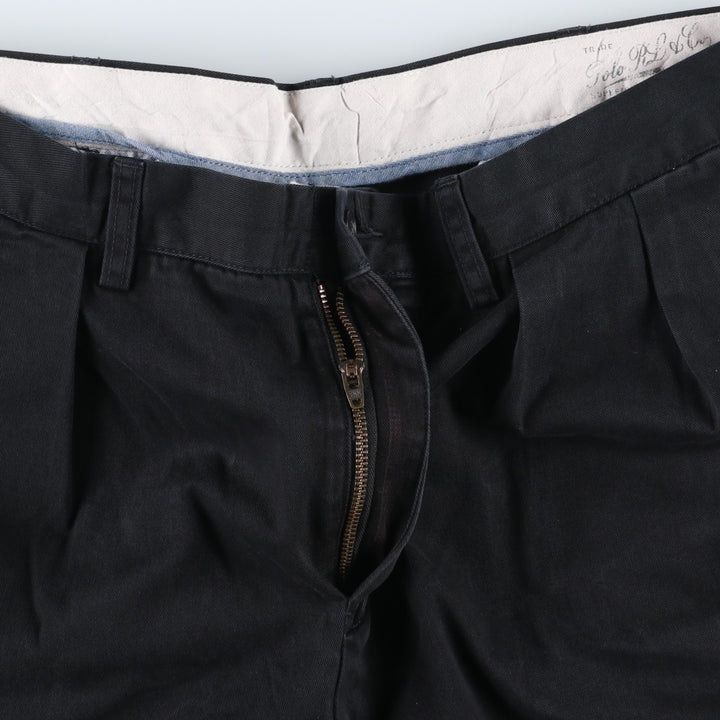 Ralph Lauren POLO by Ralph Lauren CLASSIC FIT Two-Pleat Chino Pants, Men's Size W35 (approx.) cotton black type Vintage Second Hand