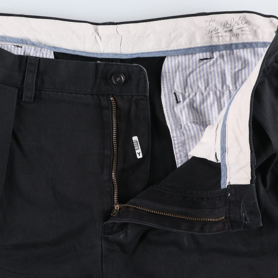 Ralph Lauren POLO by Ralph Lauren CLASSIC FIT Two-Pleat Chino Pants, Men's Size W35 (approx.) cotton black type Vintage Second Hand