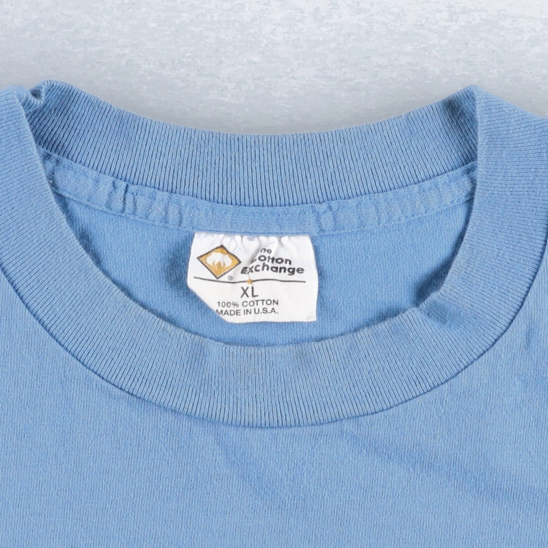2000'S The Cotton Exchange NORTH CAROLINA University of North Carolina College T-shirt, Made in USA, Men's XL equivalent. cotton Blue type light blue Vintage Second Hand