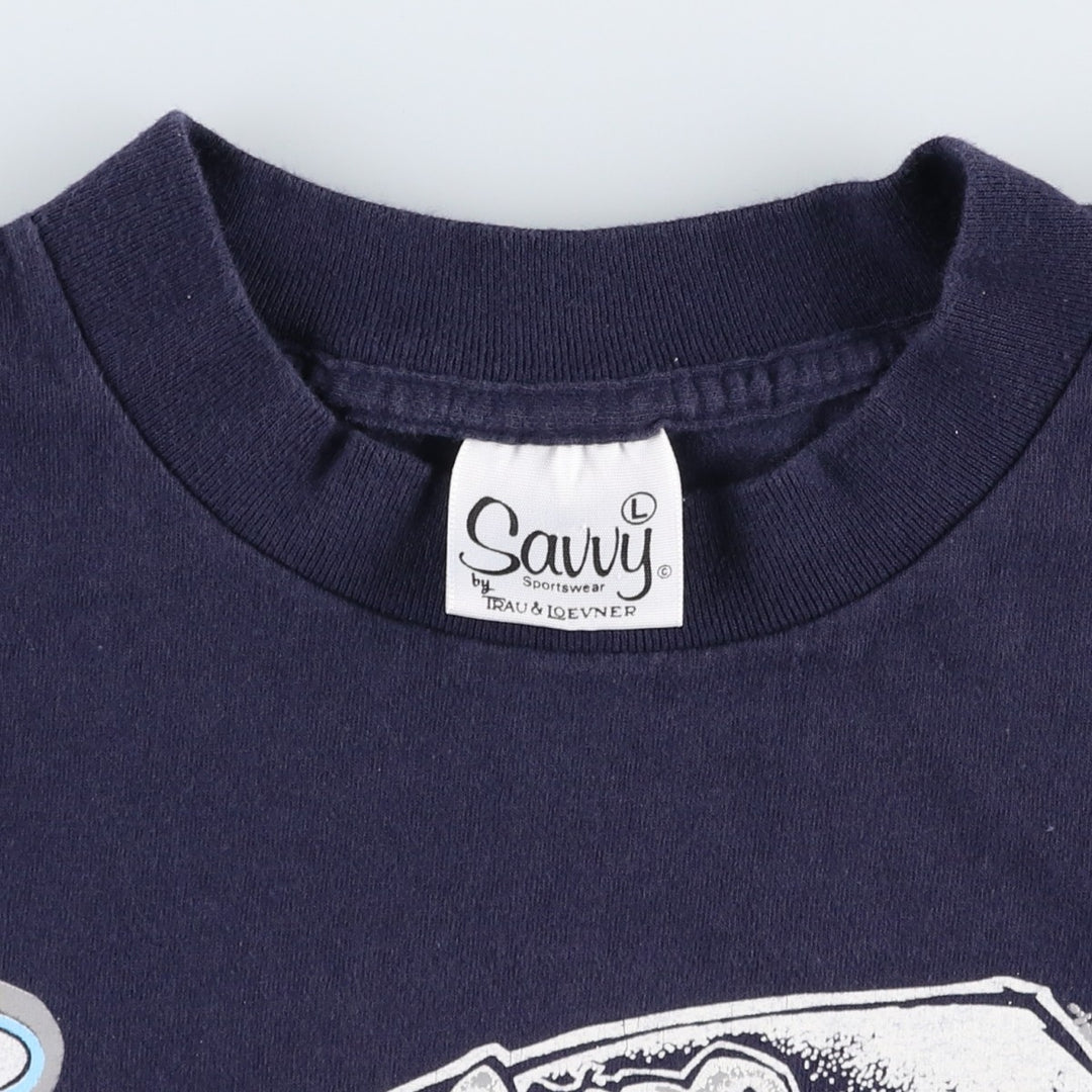 90'S Savvy PENN STATE Pennsylvania State University College T-shirt, Made in USA, Men's Size L (approx.), Vintage cotton navy blue type Vintage Second Hand