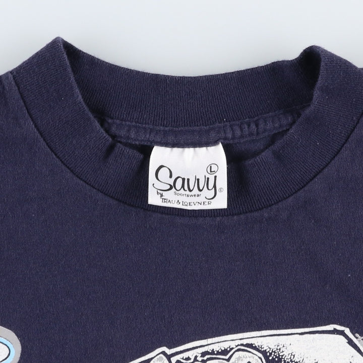90'S Savvy PENN STATE Pennsylvania State University College T-shirt, Made in USA, Men's Size L (approx.), Vintage cotton navy blue type Vintage Second Hand