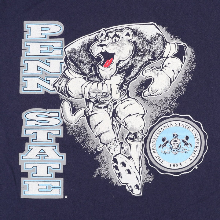 90'S Savvy PENN STATE Pennsylvania State University College T-shirt, Made in USA, Men's Size L (approx.), Vintage cotton navy blue type Vintage Second Hand