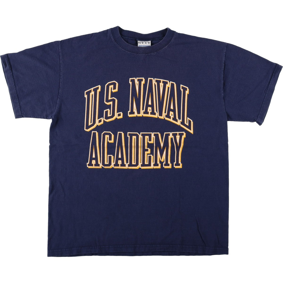 90'S GEAR USNA Naval Academy College T-Shirt, Made in USA, Men's Size L (Equivalent), Vintage cotton navy blue type Vintage Second Hand