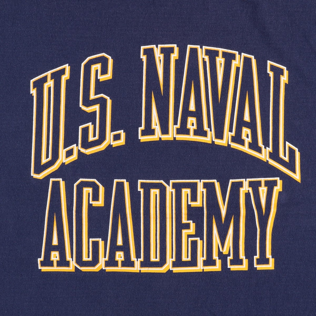 90'S GEAR USNA Naval Academy College T-Shirt, Made in USA, Men's Size L (Equivalent), Vintage cotton navy blue type Vintage Second Hand