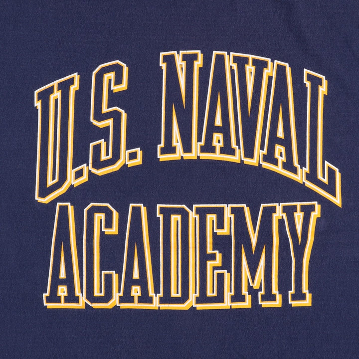 90'S GEAR USNA Naval Academy College T-Shirt, Made in USA, Men's Size L (Equivalent), Vintage cotton navy blue type Vintage Second Hand