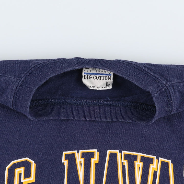 90'S GEAR USNA Naval Academy College T-Shirt, Made in USA, Men's Size L (Equivalent), Vintage cotton navy blue type Vintage Second Hand