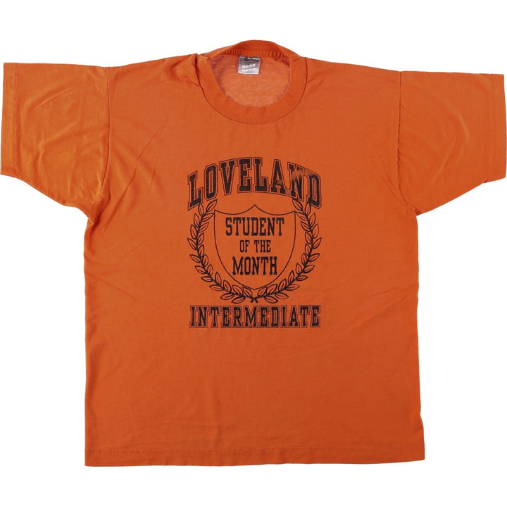 90'S Fruit of the Loom Triple Print College T-Shirt, Made in USA, Men's Size L (Equivalent), Vintage cotton orange type Vintage Second Hand