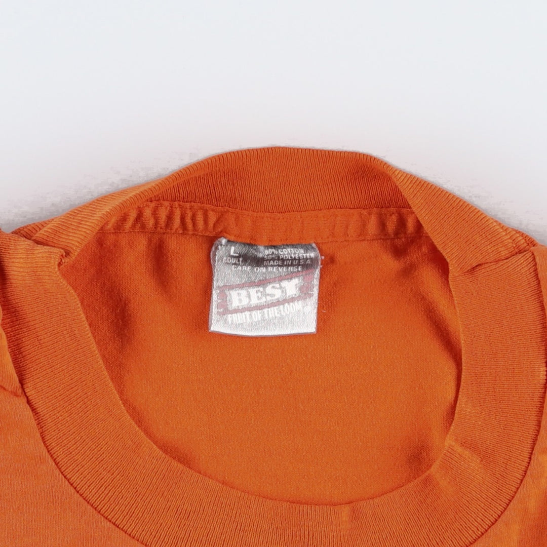 90'S Fruit of the Loom Triple Print College T-Shirt, Made in USA, Men's Size L (Equivalent), Vintage cotton orange type Vintage Second Hand