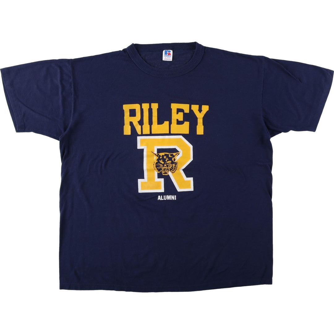 90'S Russell College T-shirt, Made in USA, Men's XL, Vintage polyester navy blue type Vintage Second Hand