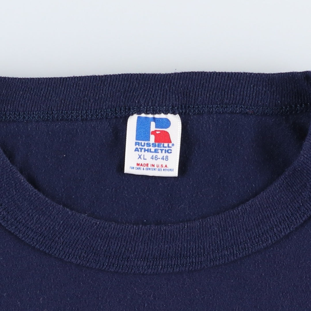 90'S Russell College T-shirt, Made in USA, Men's XL, Vintage polyester navy blue type Vintage Second Hand
