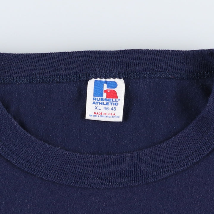 90'S Russell College T-shirt, Made in USA, Men's XL, Vintage polyester navy blue type Vintage Second Hand