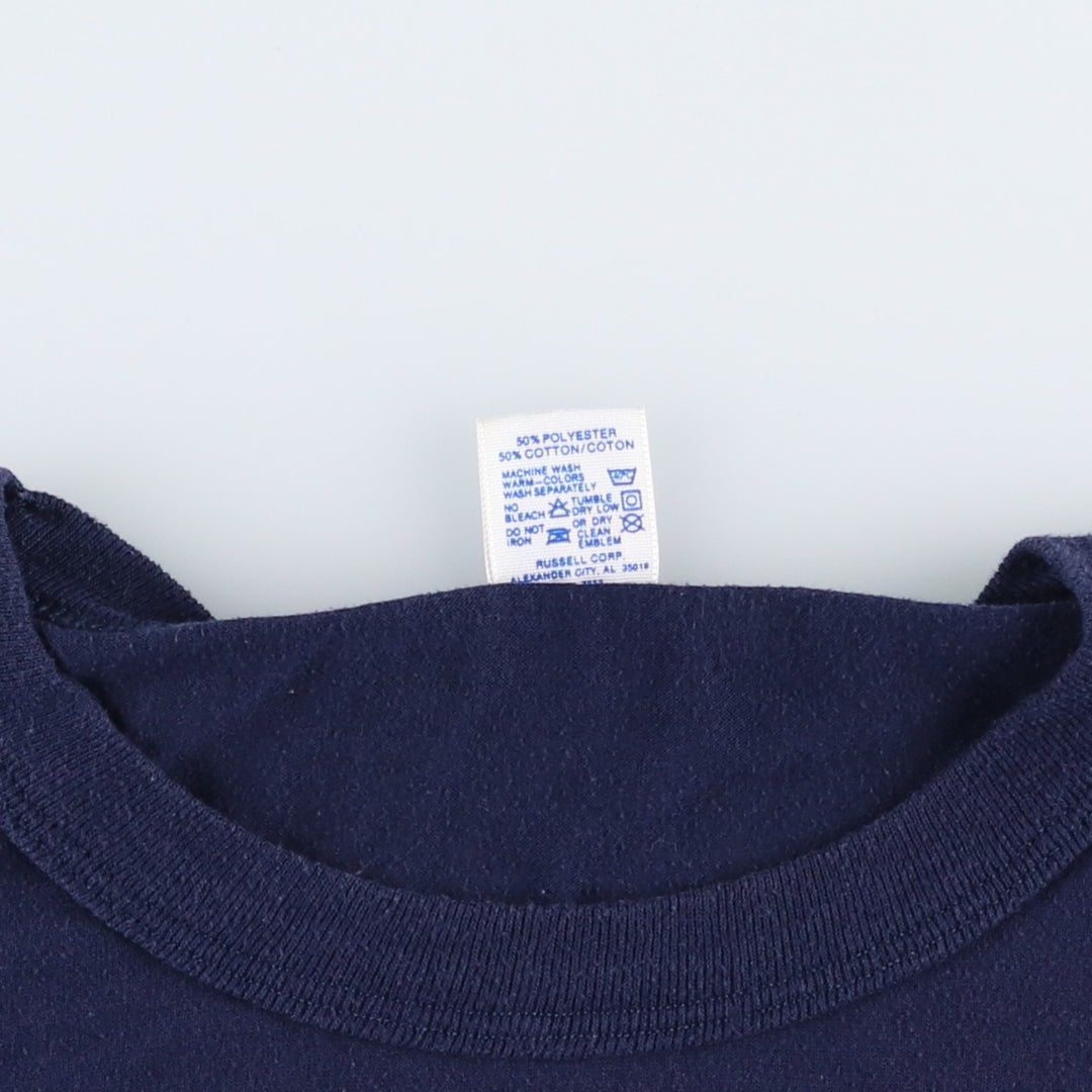 90'S Russell College T-shirt, Made in USA, Men's XL, Vintage polyester navy blue type Vintage Second Hand