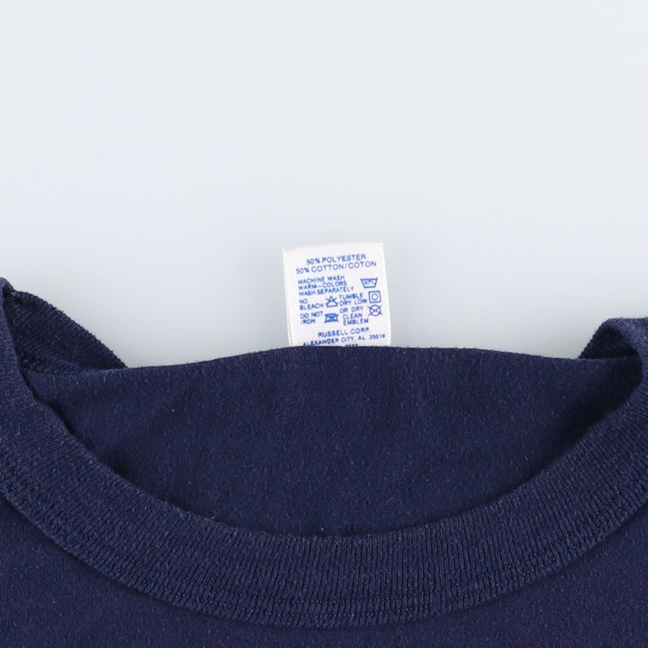90'S Russell College T-shirt, Made in USA, Men's XL, Vintage polyester navy blue type Vintage Second Hand