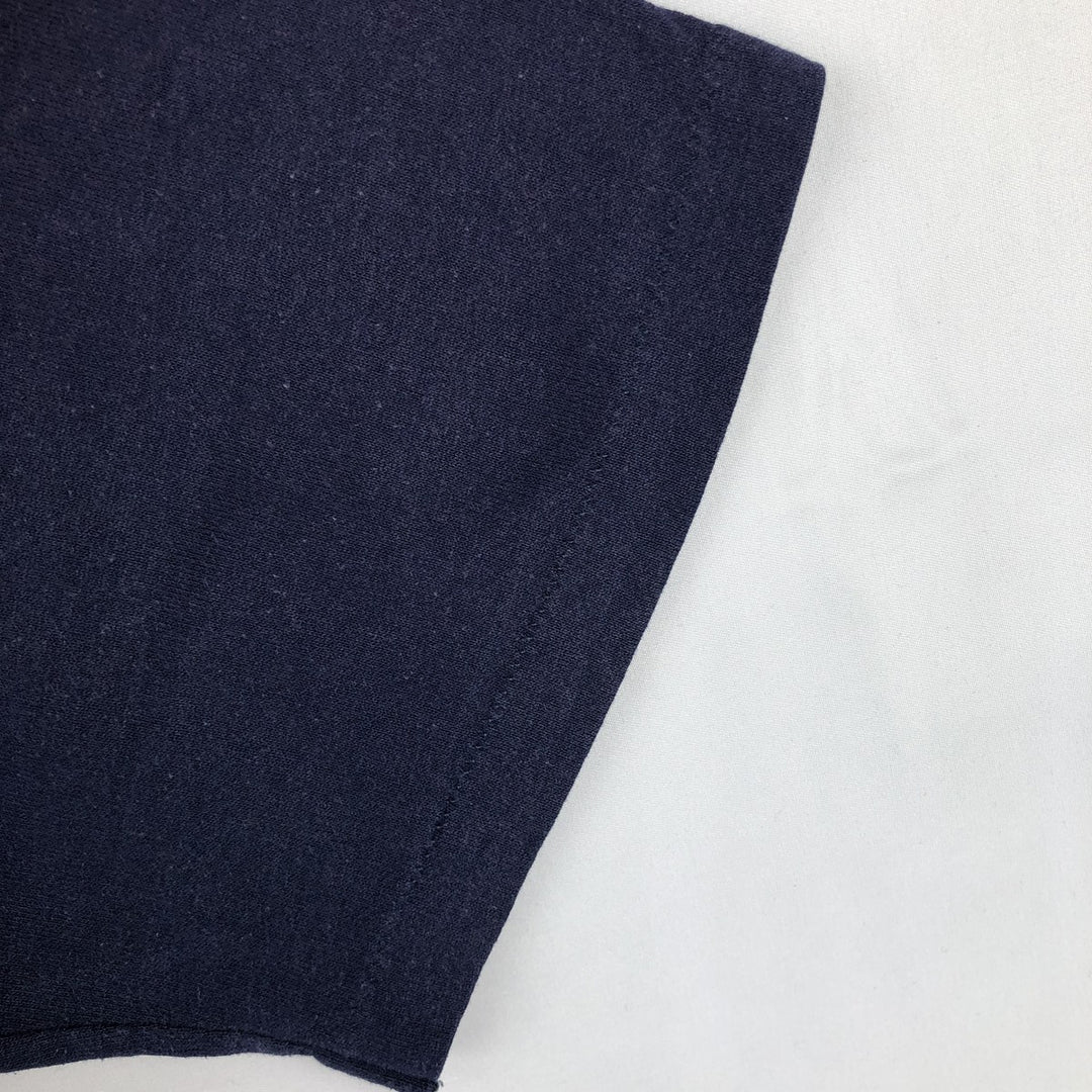 90'S Russell V-neck printed t-shirt, men's size L equivalent, vintage. polyester navy blue type Vintage Second Hand