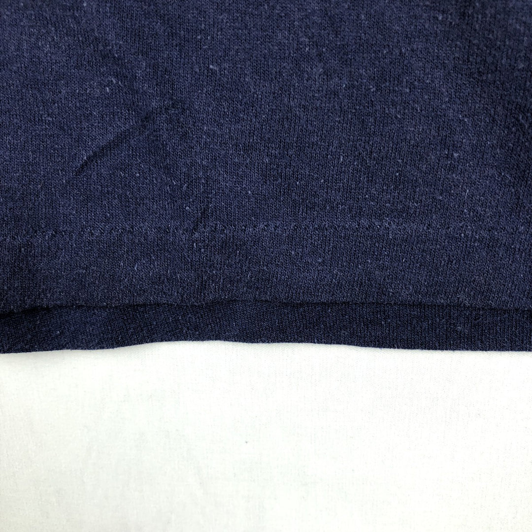 90'S Russell V-neck printed t-shirt, men's size L equivalent, vintage. polyester navy blue type Vintage Second Hand