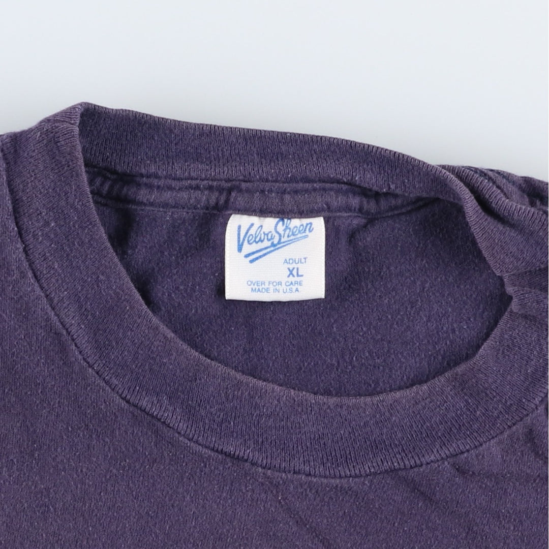 90'S Velva Sheen College T-Shirt, Made in USA, Men's XL equivalent, Vintage cotton navy blue type Vintage Second Hand